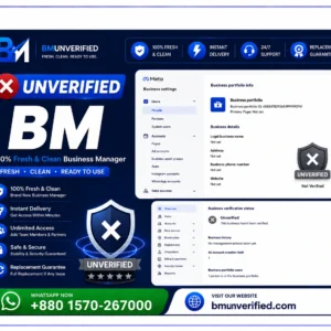 Buy Unverified BM Facebook Business Manager for managing Meta ad accounts, Facebook Pages, business assets, and advertising campaigns.