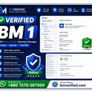 Buy Verified Facebook Business Manager (Verified BM1) with secure access, instant delivery, and reliable account setup for business advertising.